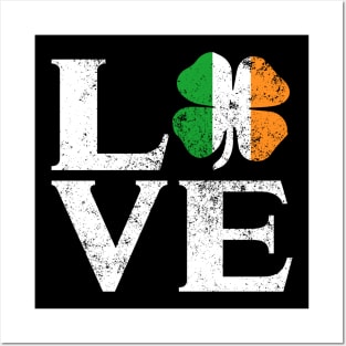 Love Ireland Shamrock T Shirt Saint Paddy irish Gift Tee Posters and Art